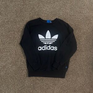 Womens Black Adidas Trefoil Crew || Black, Size: XS